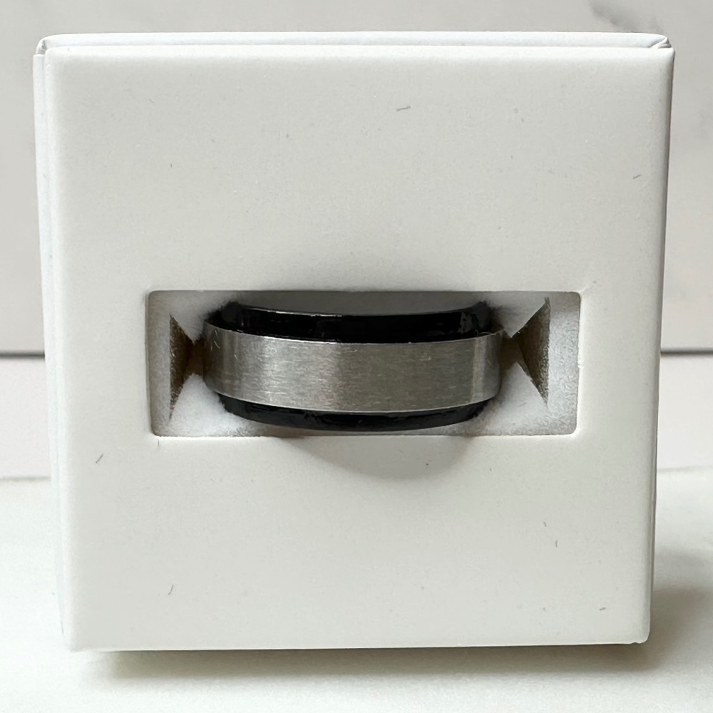 Bomb Party Mens Ring Wandering Soul Titanium and Black Wood NWT Size 9